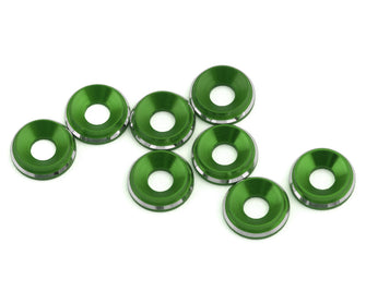 1UP Racing 3mm LowPro Countersunk Washers (Green Shine) (8)